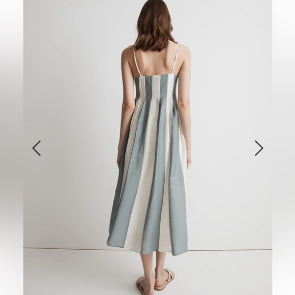 Womens New Madewell Petite Pleated Midi Dress in Stripe - Picture 3 of 15
